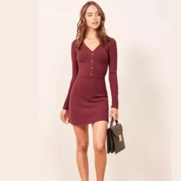 reformation burgundy dress